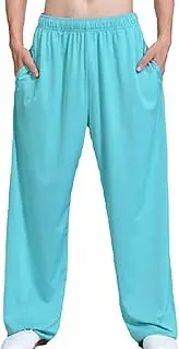 [HanzhuoLG] Men Women Tai Chi Pants Soft Breathable Kung Fu Wu Shu Wing Chun Fitness Yoga Pants Light Green M
