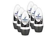 6x Rexona 50ml Roll On Antiperspirant Body Deodorant Invisible Dry Black+White