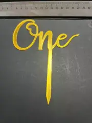 1 x MIRROR GOLD 'ONE' CAKE TOPPER for birthday party