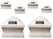 Solar Post Cap Light 6 Pcs 6x6 Solar White Color Square 5 LED Bulbs Fence Light