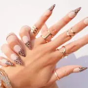 Matte Nude Animal Print French Press On Nails Extra Long Stiletto Fake Nails