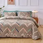 Geometric Queen King Patchwork Quilt Bedspread Coverlet Throw Rug 100% Cotton
