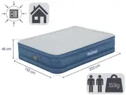 Bestway 2.03m x 1.52m x 46cm Fortech Snugable Top Inflatable Mattress Queen Built-in Pump
