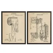 [Namly Design] Patent Drawing Poster - Toilet Paper and Cistern / Set of 2