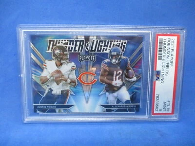 2021 PANINI PLAYOFF THUNDER AND LIGHTNING JUSTIN FIELDS PSA 9