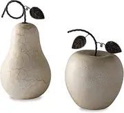 [Signature Design by Ashley] Bidelia 2 Piece Metal Apple Fruit Sculpture Set, Beige