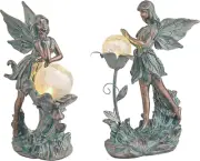 Large Fairy Statue Bundle (2PCS) | Bronze Patina Fairy Garden Statue and Sculptu