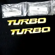 2x TURBO Golden Chrome Metal Front Grille Badge Emblem 3D Sport Racing AWD Grand (for: Porsche)