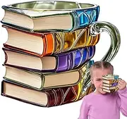 Book Mug - Lightweight Painted Book Coffee Cup | Acrylic Elegant Vintage Mug for Home Travel Juice Drinks Restaurant Hotel Kitchen