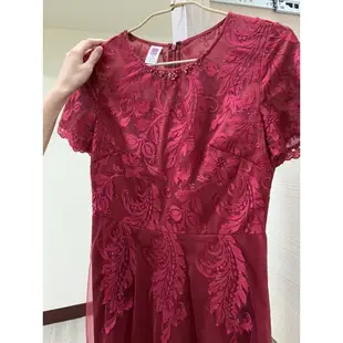 伊蕾名店 ILEY 酒紅短袖洋裝 9.9成新 M號媽媽裝