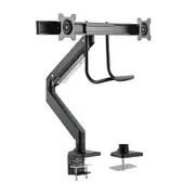 Brateck Dual Monitors Aluminum Heavy-Duty Gas Spring Monitor Arm with Handle Fit Most 17 -32 Monitors Up to 8kg per screen VESA 75x75/100x100 LDT23-C022