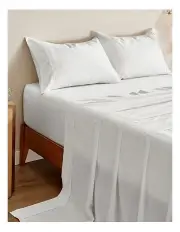 [Serene] Bamboo Cotton Blend Sateen Sheet Set in White
