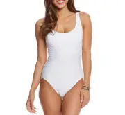 Coco Reef Contours Texture Classic Cut One Piece Swimsuit White 10/34C