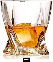 kddigz Whiskey Glass Old Fashioned Tumbler Glass 12Oz Crystal Unique Luxuries Whiskey Glass Imported Twist Whiskey Glass Set of 2