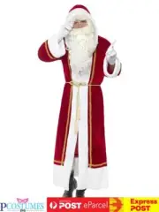 Deluxe Santa Cloak Robe Coat Christmas Xmas Mens Ladies Unisex Costume