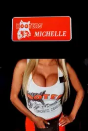 Hooters Uniform Michelle Name Tag Pin Back Dress Role Play Costume Accessory