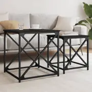 Nesting Coffee Tables 2 pcs Black Engineered Wood vidaXL