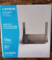 NEW - Linksys Mesh Wifi 6 Router, Dual-Band, 1,700 Sq. ft Coverage, 25+ Devices