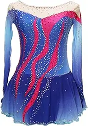 [Zagitova] Ice Figure Skating Dress for Girls Gradient Women Breathable Competition Dance Outfits with Shiny Rhinestone