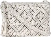 [FACAICAI] Boho Crocheted Purse Summer Beach Purse Crossbody Bag, Boho Shoulder Bag Crochet Handmade Purse with Tassel