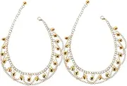 Kisangel 1 Pair Dancing Foot Bell Ankle Jingle Chain Anklet with Tinkling Bells Jingle Bell Anklet Jingle Anklet Ankle Jewelry Anklet Band Leg Chain Ankle Adornment Ankle Cuff Golden Metal