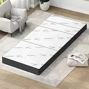STARRY EUCALYPT Folding Mattress 200 x 90 x 10cm Foldable Sofa Lounge Mat Pad with Removable Cover Portable 4-Fold Foam Mattress Floor Bed for Home Office Camping and Travel Use, Mesh Black