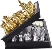 3 in 1 Magnetic Chess Checkers Backgammon Board Game Set with Folding Board Trav