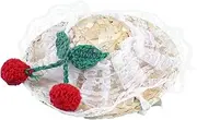 Kisangel 1PC Adorable Pet Woven Hat for Cats Xs White Lace Pattern Sun Block Headdress for Daily Wear Parties and Photo Props Soft and Comfortable Design