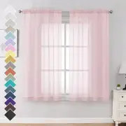 Pink Sheer Curtains 63 Inches Long 2 Panels - Soft Light 42W x 63L Blush