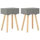 NNEVL Bedside Tables 2 pcs Grey Solid Pinewood