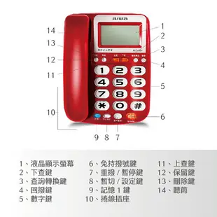 【AIWA | 愛華】超大字鍵助聽有線電話 ALT-891