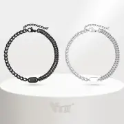 VNOX Simple Mens Stainless Steel Box Chain Bracelets Cuban Links A-Z Letters