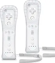Wii Controller 2 Pack, Wii Remote Controller, with Silicone Case and Wrist Strap, TIANHOO Remote Controller for Wii/Wii U, White