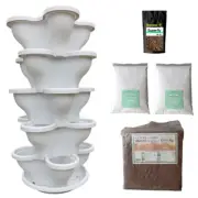 Complete Kit 5 Tier Extra Large Stackable Planters Australian Made (Stone)