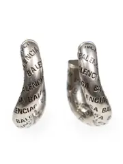 Antique Silver Loop Logo Earrings