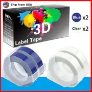 (2Blue+2Clear) LabelTape For Dymo 20008 1540 Dymo 1595GY Label Makers