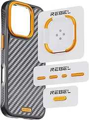 [REBEL] GEN6/GEN5 Metal Components Upgrade Kit [CNC Aluminum Full Set] Lens Ring, Complete Buttons & Logo Pack for iPhone 16 Pro Max/16 Pro/15 Pro Max/15 Pro/14 Pro Max FLEX/GEN-6/5 Cases (Ultra Orange)