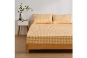Dreamaker Micro Flannel Grid Combo Fitted Sheet Set - Chai