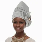 Aso Oke New Headtie Auto Gele Hijab Cap Wedding Party Women Turban Hat Wrap