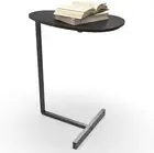 Oval C Shaped Side Table for Small Space Modern Couch End Table with Metal Fram