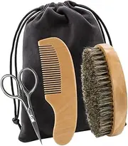NULYLU 1Set Beard Caring Tool Kit with Scissors Comb and Brush for Men Lightweight Portable Storage Bag for Bearded Friends and Daily Grooming