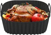 Silicone Basket for Air Fryer, Square Air Fryer Oven Pan, Non-stick Baking Tray Kitchen Cookware for Cooking Roasting Grilling Pizza Cake Family Indoor Apartment Outdoor Camping