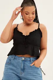 Black Textured Top Sleeveless
