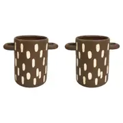 2x Urban Lydia 13.5cm Ceramic Planter Flower/Plant Pot Desk Decor Medium Mocha