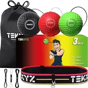 TEKXYZ Boxing Reflex Ball, 3 Difficulty Levels Boxing Ball with Headband, Softer Than Tennis Ball, Perfect for Reaction, Agility, Punching Speed, Fight Skill and Hand Eye Coordination Training