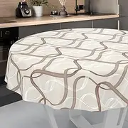 Oilcloth Tablecloth, Washable Oilcloth, Garden Tablecloth, Outdoor, Indoor, Round, 120 cm, Cut Edge Waves