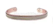Braided Solid Copper Magnetic Bangle Bracelet Cuff Gold & Silver twisted BG22CSG