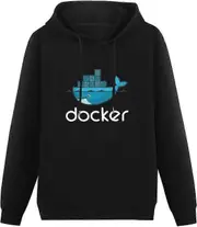 Geek Men Hoody Docker Logo Men's Hooded with Pocket Linux Javascript Computer Rogramming Developer H High quality smooth lines 3XL