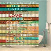 Catzon Vintage Wooden Printed Shower Curtains Bathroom Decor Accessory-3