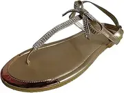 [Generic] Womens Sandals Style Women's Summer Rhinestone Bow Toe Clamping Flat Bottom Flat Heel Sandals Shoes for Bunions Women Sandals